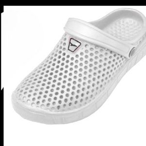 Women men teens White Clogs Patch White  Embellishment Size 5